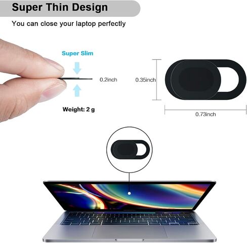 Webcam Cover, Laptop Webcam Cover Slide 8 Pcs, Laptop Camera Cover Slider, Phone Webcam Covers Slide for iPad, iPhone, Laptop, Desktop, PC, Tablet, Sliding Cover(Black) in Saudi Arabia