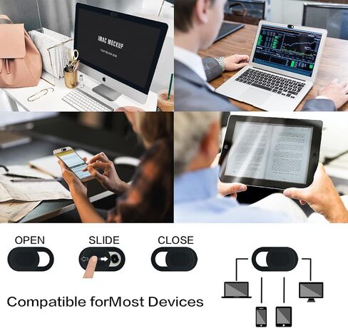 Webcam Cover, Laptop Webcam Cover Slide 8 Pcs, Laptop Camera Cover Slider, Phone Webcam Covers Slide for iPad, iPhone, Laptop, Desktop, PC, Tablet, Sliding Cover(Black) in Saudi Arabia