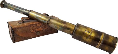 Brass Nautical - 12x Pirate's Functional Telescope | Made of Brass | Glass Optics | Captain's Spyglass| Camouflage Finish | 17in Long | 1Pc in Leather Case | Handheld Style Spyglass in Saudi Arabia