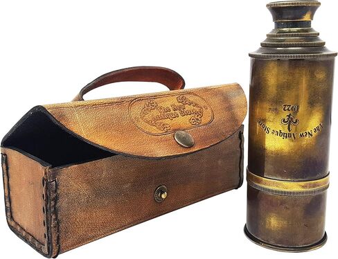 Brass Nautical - 12x Pirate's Functional Telescope | Made of Brass | Glass Optics | Captain's Spyglass| Camouflage Finish | 17in Long | 1Pc in Leather Case | Handheld Style Spyglass in Saudi Arabia