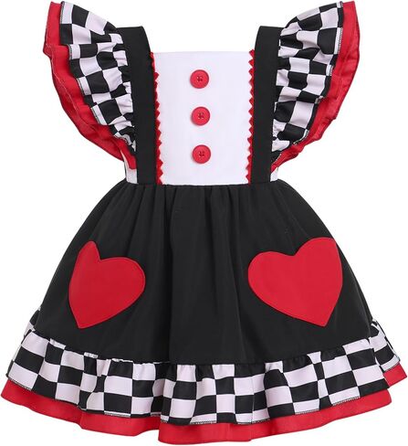 Baby Girl Princess Dress Cake Smash Birthday Tutu Dress Flutter Sleeve Red Heart Ruffle Tulle Bowknot Sundress Photo Shoot in Saudi Arabia