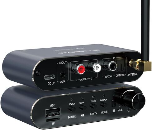 جهاز إرسال بلوتوث ipremium للتلفزيون، جهاز إرسال واستقبال محول صوت بلوتوث هاي فاي مع AUX 3.5 مم، RCA محوري، بصري، بطاقة TF، مخرج محرك فلاش USB للسيارة، ستيريو منزلي، سماعات الرأس، مكبر الصوت in Kuwait