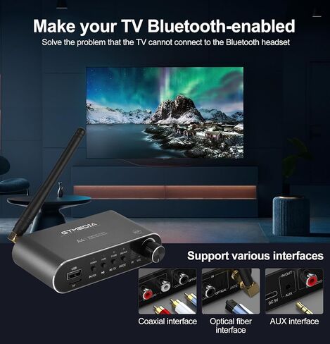 جهاز إرسال بلوتوث ipremium للتلفزيون، جهاز إرسال واستقبال محول صوت بلوتوث هاي فاي مع AUX 3.5 مم، RCA محوري، بصري، بطاقة TF، مخرج محرك فلاش USB للسيارة، ستيريو منزلي، سماعات الرأس، مكبر الصوت in Kuwait