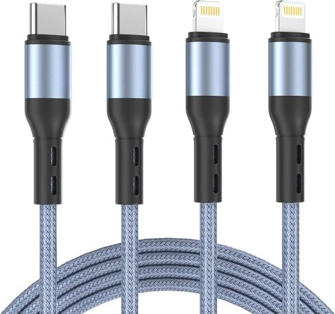 شاحن iPhone [معتمد من Apple MFi]، 2 حزمة من كابل USB C إلى Lightning مجدول من النايلون بطول 6 أقدام متوافق مع iPhone 14 13 12 11 Pro Max XS XR X 8 7 6 Plus SE iPad in Kuwait