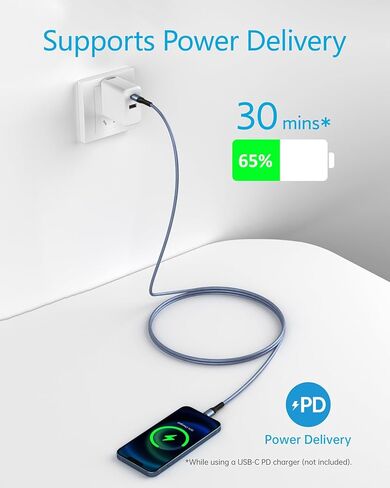 شاحن iPhone [معتمد من Apple MFi]، 2 حزمة من كابل USB C إلى Lightning مجدول من النايلون بطول 6 أقدام متوافق مع iPhone 14 13 12 11 Pro Max XS XR X 8 7 6 Plus SE iPad in Kuwait