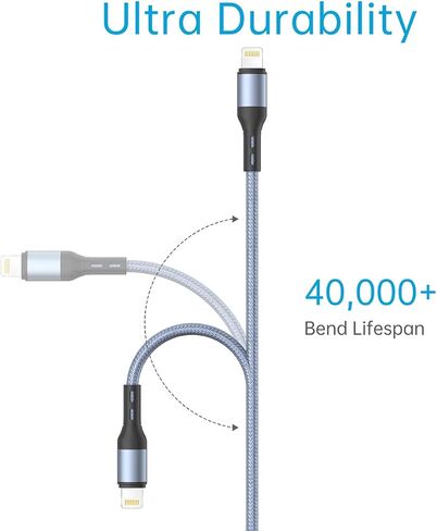شاحن iPhone [معتمد من Apple MFi]، 2 حزمة من كابل USB C إلى Lightning مجدول من النايلون بطول 6 أقدام متوافق مع iPhone 14 13 12 11 Pro Max XS XR X 8 7 6 Plus SE iPad in Kuwait