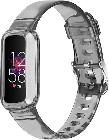 مناسب لأحزمة Fitbit Luxe/Luxe SE مع غطاء حماية ممتص للصدمات للنساء والرجال، أساور معصم بديلة من السيليكون الشفاف لساعة Fitbit Luxe Special Edition in Saudi Arabia