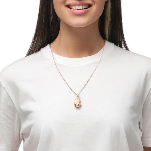 Urn Necklace for Ashes w/Brushed Acrylic Stand - Elegant Urn Pendant - Stainless Steel Cremation Jewelry in Rose Gold, Black, or Silver, Display Stand Memorial Necklace Gift for Loved Ones & Pets in Kuwait