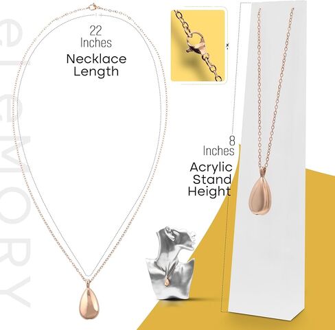 Urn Necklace for Ashes w/Brushed Acrylic Stand - Elegant Urn Pendant - Stainless Steel Cremation Jewelry in Rose Gold, Black, or Silver, Display Stand Memorial Necklace Gift for Loved Ones & Pets in Kuwait
