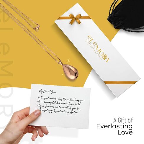 Urn Necklace for Ashes w/Brushed Acrylic Stand - Elegant Urn Pendant - Stainless Steel Cremation Jewelry in Rose Gold, Black, or Silver, Display Stand Memorial Necklace Gift for Loved Ones & Pets in Kuwait