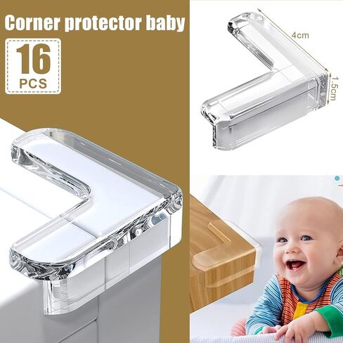 Corner Protector, 16 Packs Baby Proofing Corner Guards,Best Clear Transparent Table Edge Protectors Bumper, Keep Child Baby Safe, Protectors for Furniture Cabinet Against Sharp Corners in Saudi Arabia