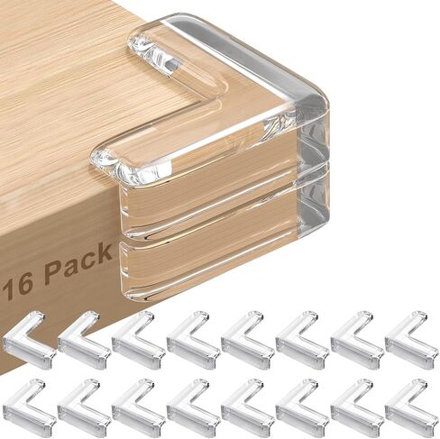 Corner Protector, 16 Packs Baby Proofing Corner Guards,Best Clear Transparent Table Edge Protectors Bumper, Keep Child Baby Safe, Protectors for Furniture Cabinet Against Sharp Corners in Saudi Arabia