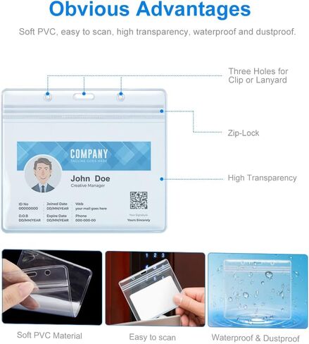 8 قطع من حامل شارات الهوية، حاملات بطاقات الهوية الرأسية والأفقية، حاملات بطاقات الهوية البلاستيكية الشفافة الممتازة للشارات، سحاب قابل للإغلاق، واقي البطاقة مقاوم للماء لبطاقة هوية العمل، بطاقة الاسم، رخصة القيادة in Kuwait