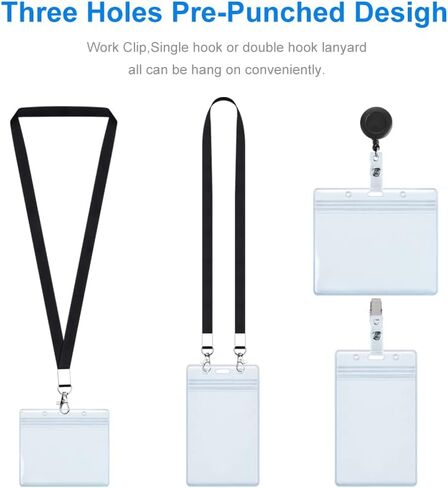 8 قطع من حامل شارات الهوية، حاملات بطاقات الهوية الرأسية والأفقية، حاملات بطاقات الهوية البلاستيكية الشفافة الممتازة للشارات، سحاب قابل للإغلاق، واقي البطاقة مقاوم للماء لبطاقة هوية العمل، بطاقة الاسم، رخصة القيادة in Kuwait