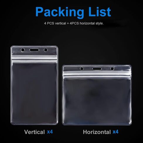 8 قطع من حامل شارات الهوية، حاملات بطاقات الهوية الرأسية والأفقية، حاملات بطاقات الهوية البلاستيكية الشفافة الممتازة للشارات، سحاب قابل للإغلاق، واقي البطاقة مقاوم للماء لبطاقة هوية العمل، بطاقة الاسم، رخصة القيادة in Kuwait