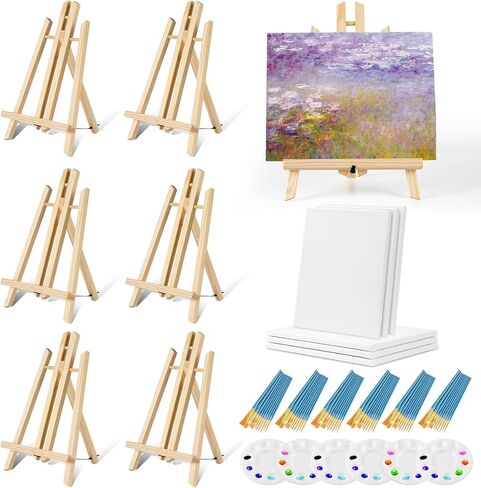 Easels with Canvas Set 78 Pcs Paint and Sip Kit with12Inch Easels& 8x10 Stretched Canvas Painting Supplies with Easels Paint Night Kit,Paint Party Set,Painting Set for Adults/Kids in Saudi Arabia