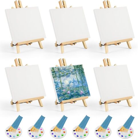 Easels with Canvas Set 78 Pcs Paint and Sip Kit with12Inch Easels& 8x10 Stretched Canvas Painting Supplies with Easels Paint Night Kit,Paint Party Set,Painting Set for Adults/Kids in Saudi Arabia