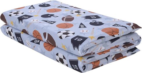 Everything Kids Sports Gray, Navy, Orange, and Brown Preschool Nap Pad Sheet in Saudi Arabia