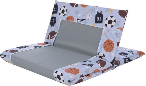 Everything Kids Sports Gray, Navy, Orange, and Brown Preschool Nap Pad Sheet in Saudi Arabia