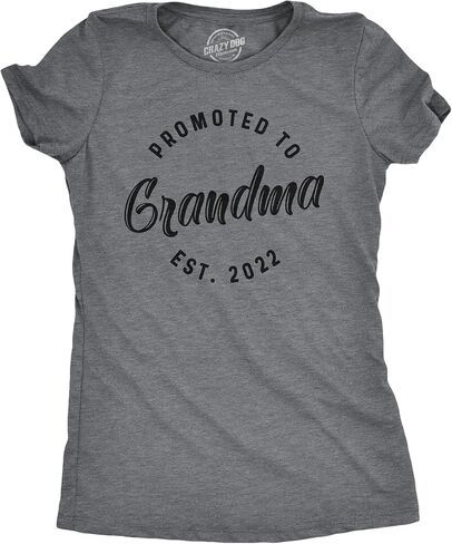 Womens Promoted to Grandma Est 2024 2023 2022 2021 or 2020 Tshirt Funny New Baby Family Grandmother Tee in Saudi Arabia