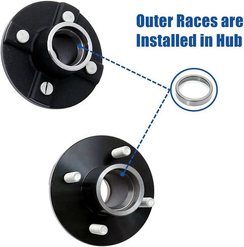 مجموعة تجميع محور المقطورة الزوجية من UCUT، 4 مسامير على دائرة 4 بوصات، تناسب محاور بوزن 2000 رطل، وتتضمن (2) عمود دوران ومحامل مستقيمة مقاس 1 بوصة in Kuwait