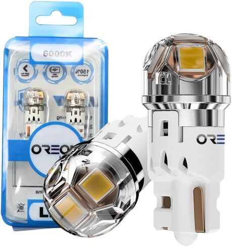 OreonLight T10 W5W 194 مصباح LED 400LM لمبة 6000K أبيض، 168 2825 T10 استبدال لمبة الإضاءة الداخلية للسيارة لإضاءة لوحة الترخيص، القبة، ضوء Dor، ضوء الخريطة، ضوء مجاملة، فائق السطوع 12 فولت (عبوتان) in Kuwait