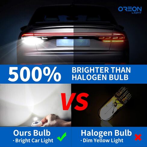OreonLight T10 W5W 194 مصباح LED 400LM لمبة 6000K أبيض، 168 2825 T10 استبدال لمبة الإضاءة الداخلية للسيارة لإضاءة لوحة الترخيص، القبة، ضوء Dor، ضوء الخريطة، ضوء مجاملة، فائق السطوع 12 فولت (عبوتان) in Kuwait