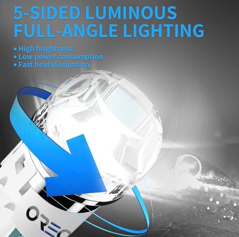 OreonLight T10 W5W 194 مصباح LED 400LM لمبة 6000K أبيض، 168 2825 T10 استبدال لمبة الإضاءة الداخلية للسيارة لإضاءة لوحة الترخيص، القبة، ضوء Dor، ضوء الخريطة، ضوء مجاملة، فائق السطوع 12 فولت (عبوتان) in Kuwait
