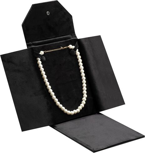 Velvet Necklace Jewelry Travel Folder Storage Display Case (Beige) in Saudi Arabia