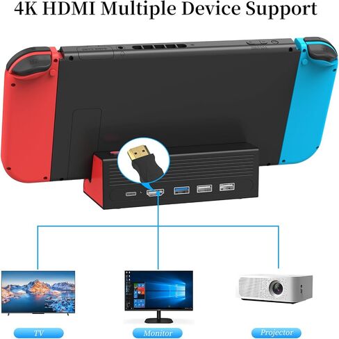 HEIYING Switch TV Docking Station for Nintendo Switch/Switch OLED, Portable Switch TV Dock Charger Stand with 4K HDMI Adapter/USB Port/Type C Charger Port. in Saudi Arabia
