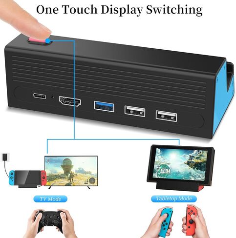 HEIYING Switch TV Docking Station for Nintendo Switch/Switch OLED, Portable Switch TV Dock Charger Stand with 4K HDMI Adapter/USB Port/Type C Charger Port. in Saudi Arabia