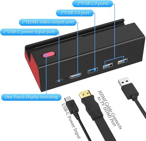 HEIYING Switch TV Docking Station for Nintendo Switch/Switch OLED, Portable Switch TV Dock Charger Stand with 4K HDMI Adapter/USB Port/Type C Charger Port. in Saudi Arabia