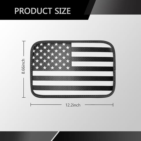 cerfioo 1 PC Car Center Console Armrest Box Mat, American Flag Carbon Fiber Pattern Anti-Scratch Elbow Pad, Multi-Functional Decorative Protection Accessory, Compatible with Most Models (Black) in Saudi Arabia