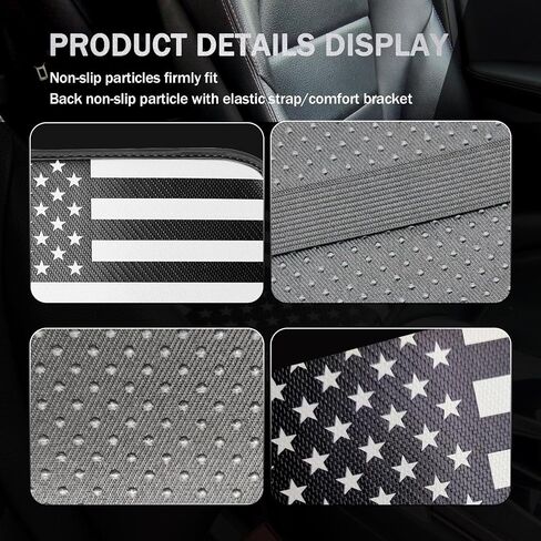 cerfioo 1 PC Car Center Console Armrest Box Mat, American Flag Carbon Fiber Pattern Anti-Scratch Elbow Pad, Multi-Functional Decorative Protection Accessory, Compatible with Most Models (Black) in Saudi Arabia