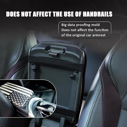 cerfioo 1 PC Car Center Console Armrest Box Mat, American Flag Carbon Fiber Pattern Anti-Scratch Elbow Pad, Multi-Functional Decorative Protection Accessory, Compatible with Most Models (Black) in Saudi Arabia
