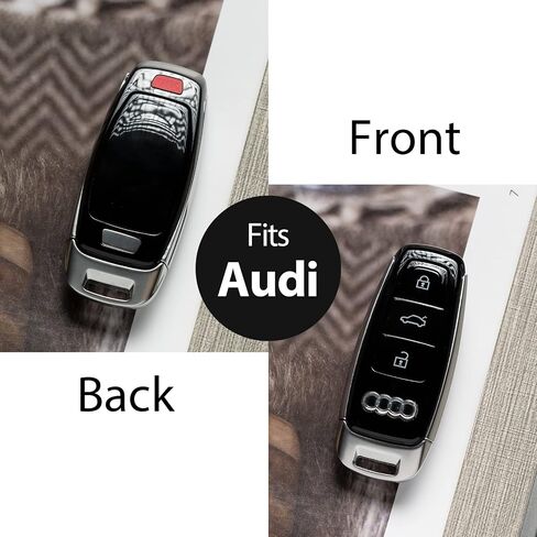Smyfob Audi Key Fob Cover Brown Leather Lanyard Keychain Holder Car Key Case Accessories A6 A7 A8 Q7 Q8 R8 e-tron GT RS5 RS6 Avant RS7 S6 S7 Sportback S8 SQ7 SQ8 Quattro in Saudi Arabia