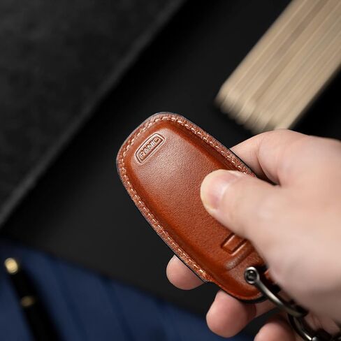 Smyfob Audi Key Fob Cover Brown Leather Lanyard Keychain Holder Car Key Case Accessories A6 A7 A8 Q7 Q8 R8 e-tron GT RS5 RS6 Avant RS7 S6 S7 Sportback S8 SQ7 SQ8 Quattro in Saudi Arabia