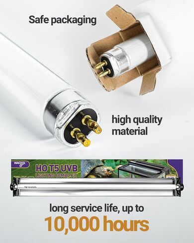 WACOOL 34 بوصة T5 HO UVB مصباح الزواحف وT5 HO UVB لمبة إضاءة الزواحف 39 وات، UVB12.0 ضوء الزواحف و46 بوصة غطاء تررم كومبو in Kuwait
