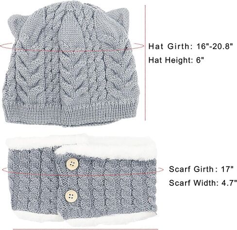 Bienvenu قبعة شتوية للأطفال الأولاد والبنات، قبعة صغيرة للقطط الصغيرة مع وشاح، قبعة محبوكة مبطنة بالصوف لتدفئة الرقبة للأطفال قطعتين in Kuwait