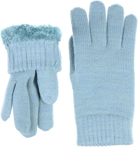 BYOS Winter Solid Toasty Warm Fleece Lined Knit Gloves & Headband 2 PCs Set in Kuwait