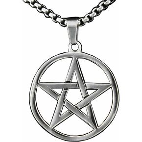 vogueteen Men Pagan Wicca Inverted Star Pentagram Stainless Steel Pendant Necklace Chain in Kuwait