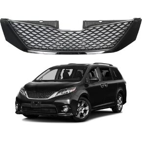 waltyotur Front Upper Grille Grill Black Honeycomb Replacement for Toyota Sienna 2011 2012 2013 2014 2015 2016 2017 in Saudi Arabia
