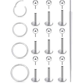 20G 18G 16G Threadless Flat Back Earrings Nose Studs 316L Surgical Steel Tragus Forward Helix Conch Cartilage Lobe Earrings Stud Medusa Labret Lip Ring Piercing Jewelry Hoops For Women Men in Saudi Arabia