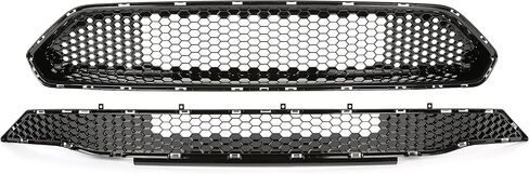 Kojem Upper + Lower Grille Compatible with 2018-2023 Ford Mustang GT Ecoboost Grill Bullitt Style Glossy Black Honeycomb in Saudi Arabia