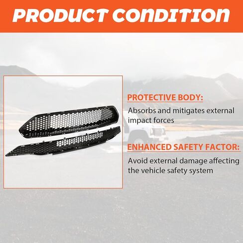 Kojem Upper + Lower Grille Compatible with 2018-2023 Ford Mustang GT Ecoboost Grill Bullitt Style Glossy Black Honeycomb in Saudi Arabia