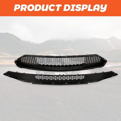 Kojem Upper + Lower Grille Compatible with 2018-2023 Ford Mustang GT Ecoboost Grill Bullitt Style Glossy Black Honeycomb in Saudi Arabia