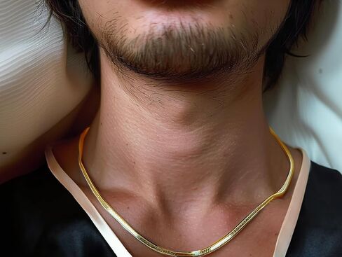 Men Snake Flat Necklace Gold Silver 316L Stainless Steel 925 Sterling Silver in Saudi Arabia