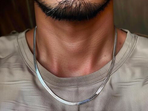 Men Snake Flat Necklace Gold Silver 316L Stainless Steel 925 Sterling Silver in Saudi Arabia