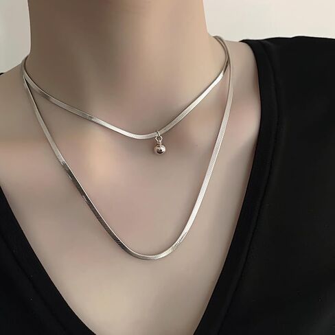 Men Snake Flat Necklace Gold Silver 316L Stainless Steel 925 Sterling Silver in Saudi Arabia