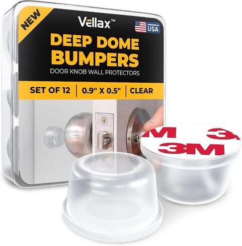 Vellax Wall Protectors - 4 Pcs of Clear Rubber Knob, Self Adhesive, Guard Door Bumper Reusable Solution for Stopping Damage & Noise from Doors in Your Home or Office, Durable, Shock Absorbent Discreet in Kuwait